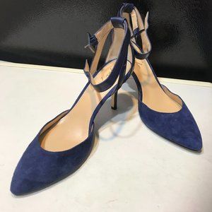 Blue Suede slingback heels